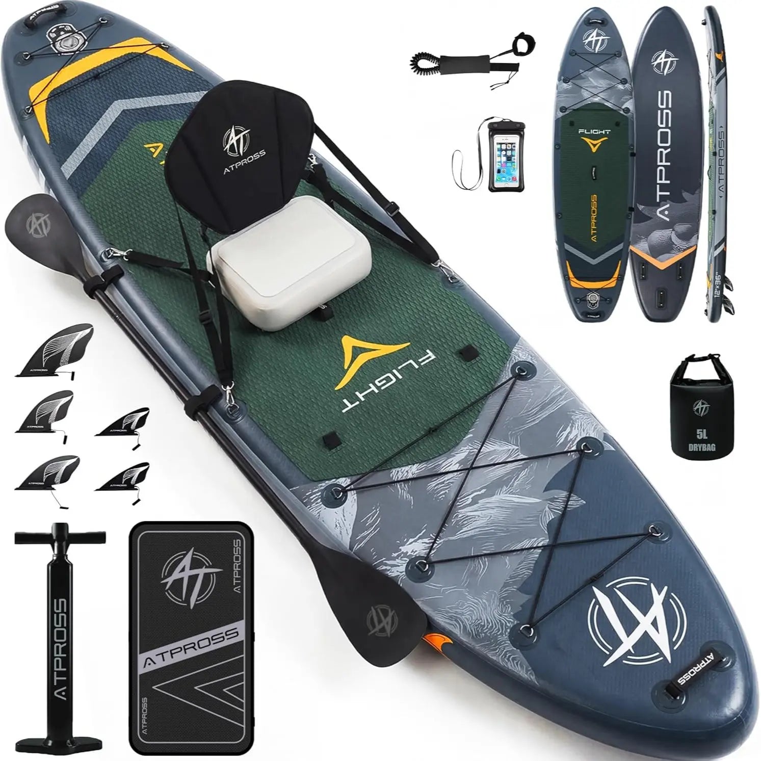 [Dealsforyoudays] 12'X36" Blow up Stand up Paddle Board, Wide Stable PVC Outdoor Sport SUP for Beginners, 500 Lbs Capacity with Kayak Seat, Safety Leash, Waterproof Phone Bag, Repair Kit, Camping Compatibility, Blow up Paddle Board, Stability Paddleboard,