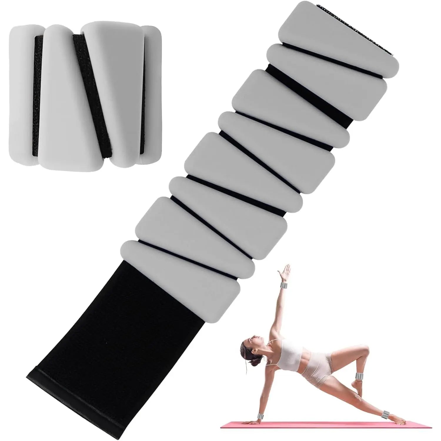 Wrist Weights Set of 2, Adjustable Silicone Workout Weights for Women and Men, Wearable Ankle/Wrist Weights Suitable for Yoga, Dance, Pilates, Pool Exercises and Jogging, 2Lb