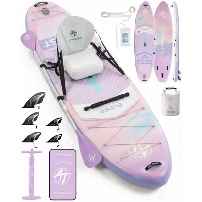 [Dealsforyoudays] 12'X36" Blow up Stand up Paddle Board, Wide Stable PVC Outdoor Sport SUP for Beginners, 500 Lbs Capacity with Kayak Seat, Safety Leash, Waterproof Phone Bag, Repair Kit, Camping Compatibility, Blow up Paddle Board, Stability Paddleboard,