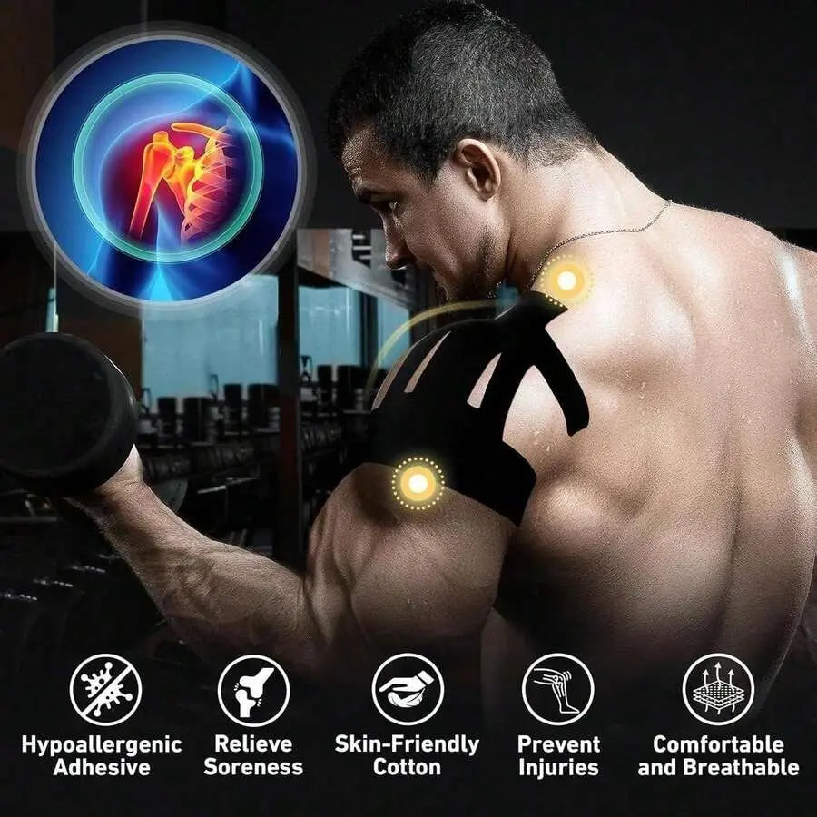 Precut Shoulder Kinesiology Strapping Tape Formen & Women - Waterproof, Breathable Athleticsupport & Pain Relief for Basketball, Gym,Camping I Father'S Day Gifts Campingessentials