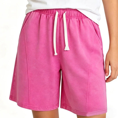Women'S Solid Athletic Shorts, Loose Fit Mid Waist Cut with Drawstring, Breathable Stretch Fabric for Casual Lounge and Workout Wear, Athletic Shorts Women, Loose Shorts
