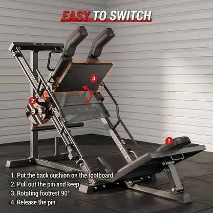 Leg Extension and Curl Machine, Adjustable Plate Loaded Leg Exercise Machine with 12-Position Angle Adjustment, Seated & Lying Leg Curl Machine for Home Gym, 700LBS Weight Capacity(3 Boxes)