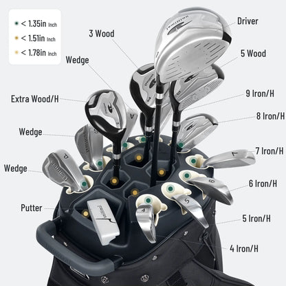 【Dealsforyoudays】Unihimal Silent 14-Way Full Length Divider Golf Cart Bag (Golf Gear for All Ages) - Waterproof Knit Composite Fabric, 9 Storage Pockets, Magnetic Rangefinder Pocket, S-Lock Anti-Tangle Club System, Lightweight Ergonomic Shoulder Strap, Kn