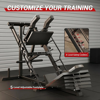 Leg Extension and Curl Machine, Adjustable Plate Loaded Leg Exercise Machine with 12-Position Angle Adjustment, Seated & Lying Leg Curl Machine for Home Gym, 700LBS Weight Capacity(3 Boxes)