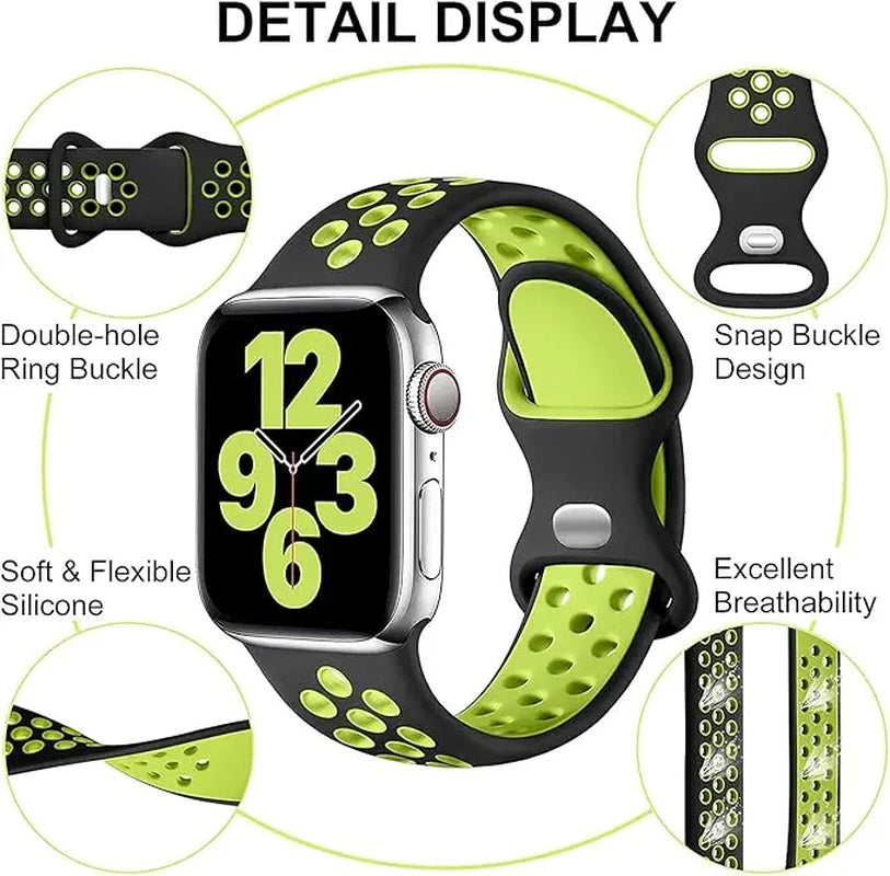 BROULIT 3-Pack Sport Silicone Watch Bands - Breathable, Lightweight, and Sweat-Resistant Replacement Straps for Smart Watches and Fitness Activities