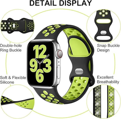 BROULIT 3-Pack Sport Silicone Watch Bands - Breathable, Lightweight, and Sweat-Resistant Replacement Straps for Smart Watches and Fitness Activities