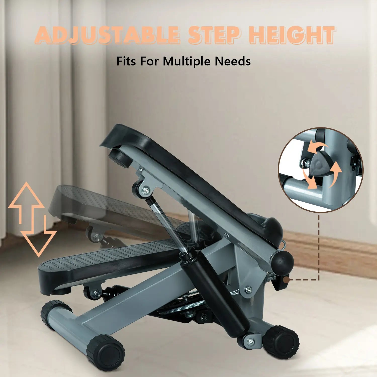 Mini Stair Stepper Machine, Adjustable Stepper with Resistance Bands, Home Cardio Trainer, Suitable for Beginners