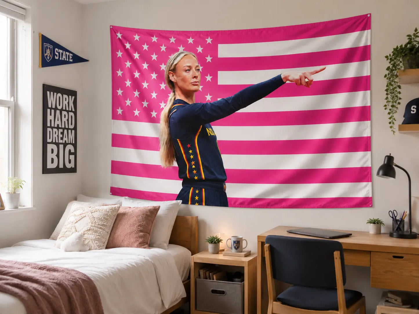 Sophie Cunningham Point American Pink Flag, Basketball Room Decal