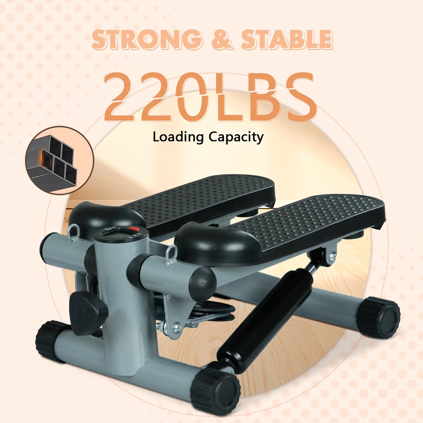 Mini Stair Stepper Machine, Adjustable Stepper with Resistance Bands, Home Cardio Trainer, Suitable for Beginners