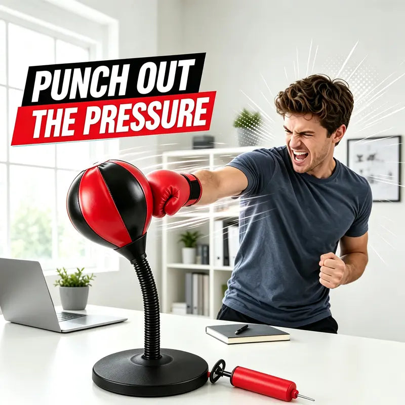Desktop Inflatable Punching Bag PU Leather Stress Relief Toy Strong Suction Cup Reflex Ball with Air Pump Office Desk Fidget Toy Anxiety Relief Desktop Game Trendy Sensory Toy Perfect Birthday Christmas Gift for Boys Teen Men