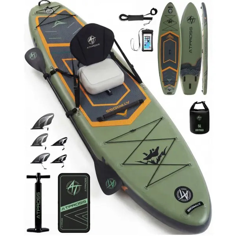 [Dealsforyoudays] 12'X36" Blow up Stand up Paddle Board, Wide Stable PVC Outdoor Sport SUP for Beginners, 500 Lbs Capacity with Kayak Seat, Safety Leash, Waterproof Phone Bag, Repair Kit, Camping Compatibility, Blow up Paddle Board, Stability Paddleboard,