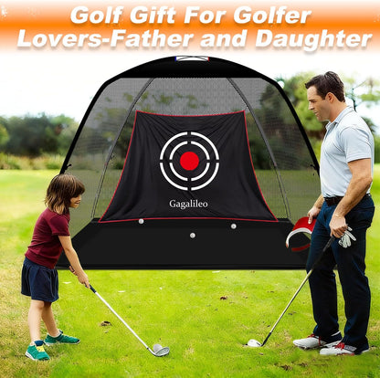 Golf Hitting Net Backyard Driving: 12X7Ft Professional Backstop with Silent Velvet Target Portable Practice for Men Dad Complete Sport Set Gift