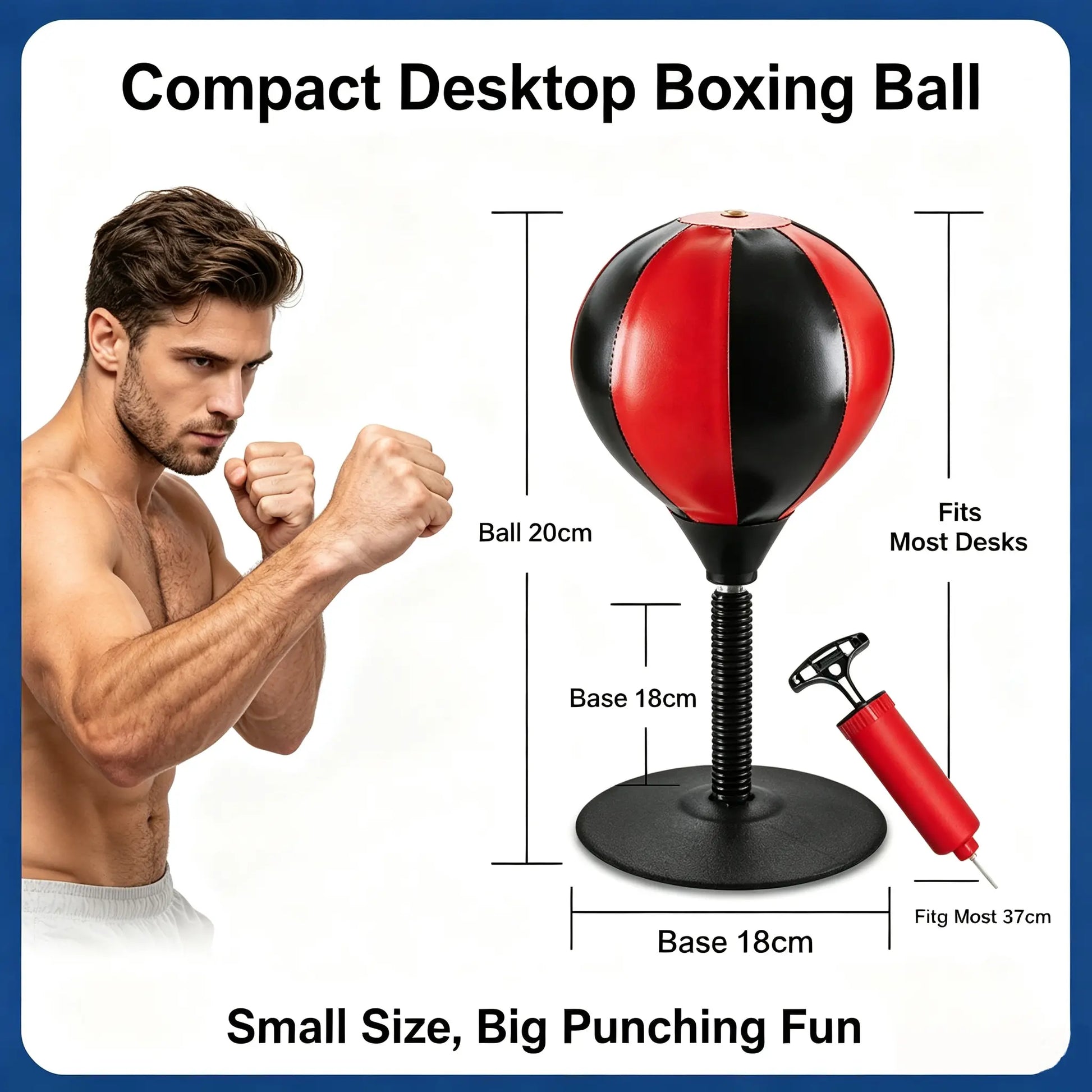 Desktop Inflatable Punching Bag PU Leather Stress Relief Toy Strong Suction Cup Reflex Ball with Air Pump Office Desk Fidget Toy Anxiety Relief Desktop Game Trendy Sensory Toy Perfect Birthday Christmas Gift for Boys Teen Men