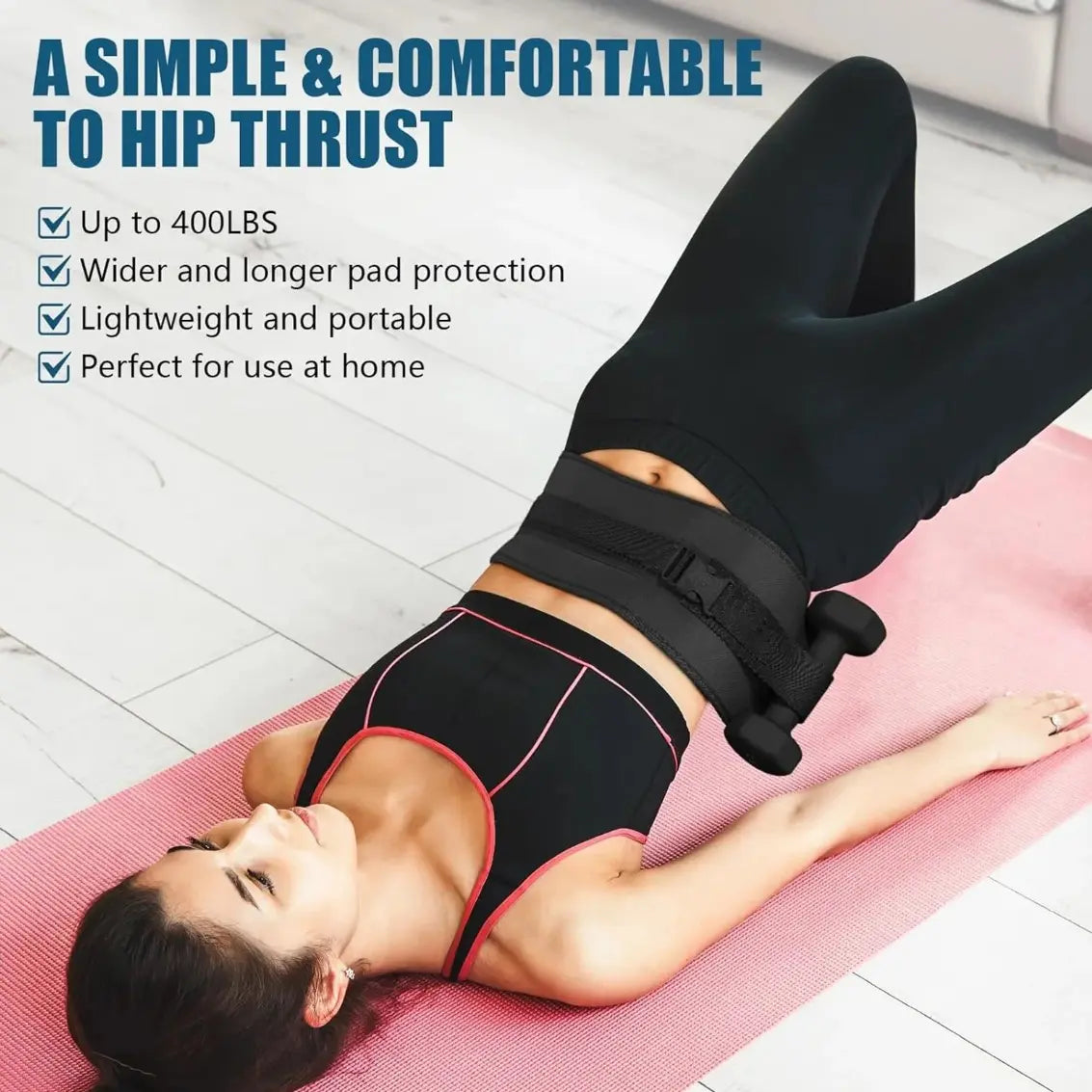 Heavy-Duty Hip Thrust Belt for Glute Training – Padded Weight Lifting Belt with Secure Metal Buckle.Compatible with Kettlebells, Dumbbells & Plates.Ideal for Home Gym Squats, Bridges & Deadlifts. Exercise Equipment