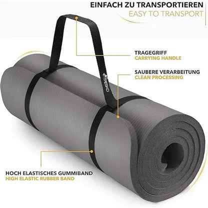 Fitness Exercise Mat Phthalate-Free NBR Foam Yoga Pilates Gymnastics Mat with Adjustable Elastic Band Versatile Skin-Friendly Compact Design Non Slip Work Extra-Thick Non-Slip Yoga Mat with Strap Gym