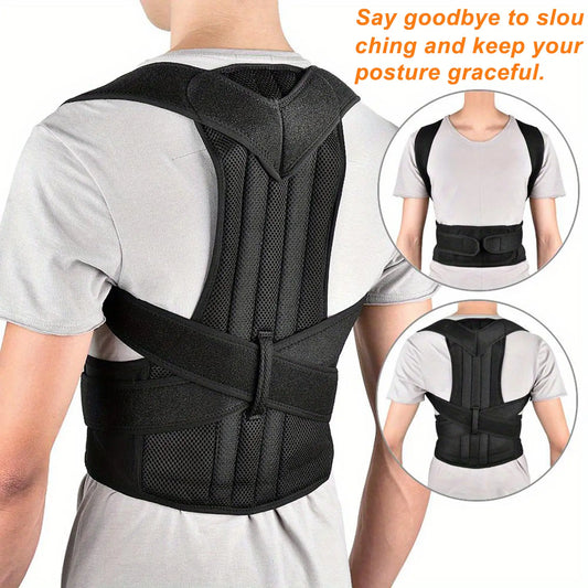 Adjustable Breathable Waist Brace - Lower Back Support & Posture Corrector Belt, Posture Strap, Back Correction Band for Gym, Sports, Office Sitting