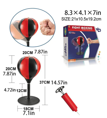 Desktop Inflatable Punching Bag PU Leather Stress Relief Toy Strong Suction Cup Reflex Ball with Air Pump Office Desk Fidget Toy Anxiety Relief Desktop Game Trendy Sensory Toy Perfect Birthday Christmas Gift for Boys Teen Men