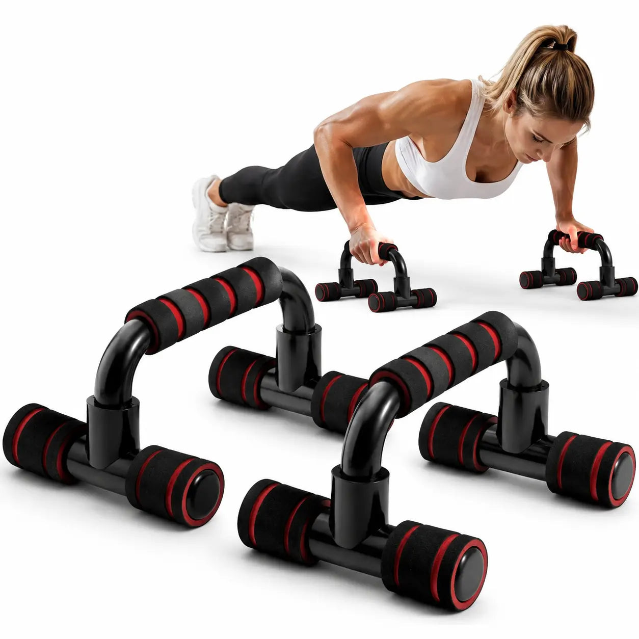 Push up Bars Gym Exercise Equipment Fitness 1 Pair Pushup Handles with Cushioned Foam Grip and Non-Slip Sturdy Structure Push up Bars for Men & Women