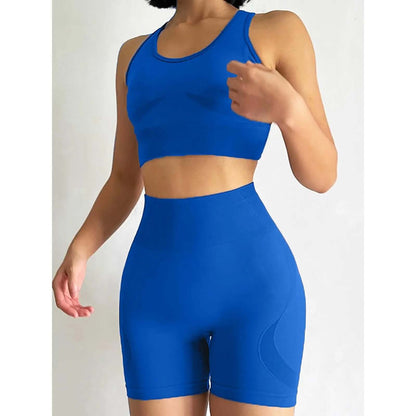 Women'S 2-Piece Seamless Pullover Yoga Set - Female Quick-Dry Sports Bra & Yoga Shorts, Sporty Clothing Set for Gym Running, Sporty Sports Clothing Sets