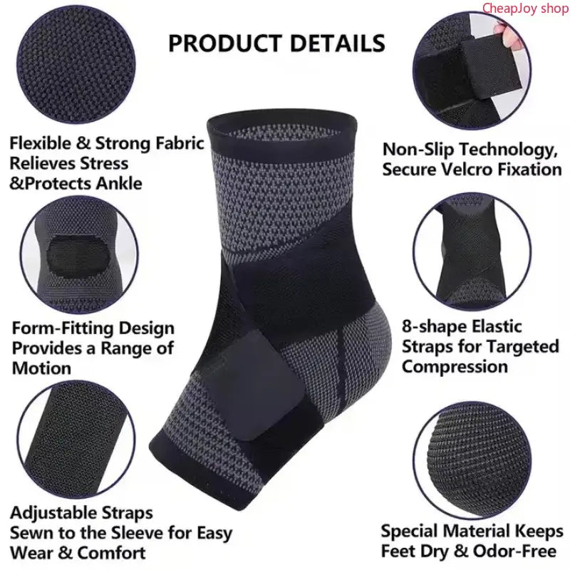 2 Pack Adjustable Compression Ankle Support Sleeves, Flexible Ankle Stabilizer Brace for Achilles Relief, Unisex Recovery Foot Wrap, Comfort Sports Accessory for Running, Gym Workout, Sprain Recovery, Hiking & Daily Joint Protection