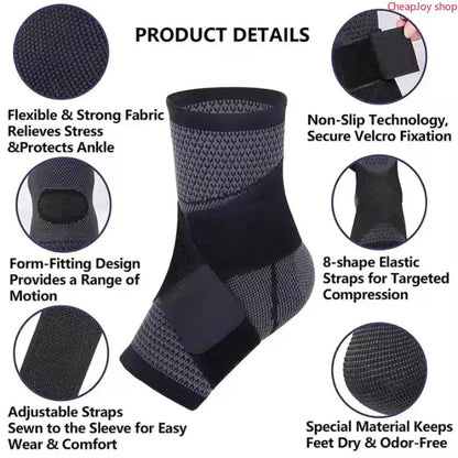 2 Pack Adjustable Compression Ankle Support Sleeves, Flexible Ankle Stabilizer Brace for Achilles Relief, Unisex Recovery Foot Wrap, Comfort Sports Accessory for Running, Gym Workout, Sprain Recovery, Hiking & Daily Joint Protection
