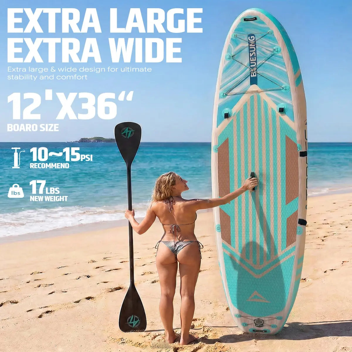 [Dealsforyoudays] 12'X36" Blow up Stand up Paddle Board, Wide Stable PVC Outdoor Sport SUP for Beginners, 500 Lbs Capacity with Kayak Seat, Safety Leash, Waterproof Phone Bag, Repair Kit, Camping Compatibility, Blow up Paddle Board, Stability Paddleboard,