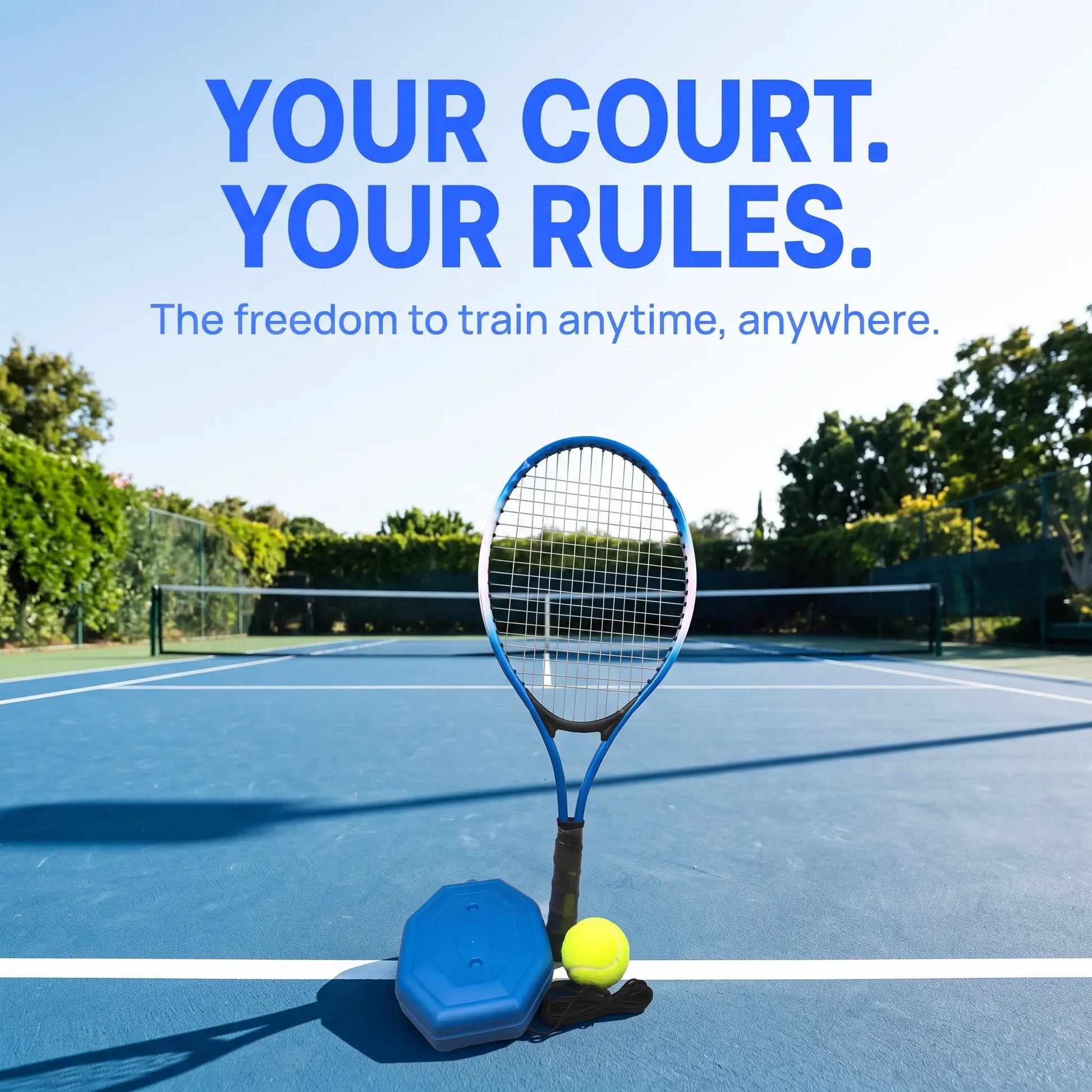 【Summerwins】Portable Tennis Trainer for Outdoor Sports, Self-Study Rebound Base with Racket and Ball, Lightweight