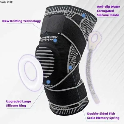 AWD 2/1 Pack Knee Compression Support Sleeves Flexible Sports Knee Braces for Men Women Running Basketball Workout Fitness Joint Pain Relief Daily Sports Accessories