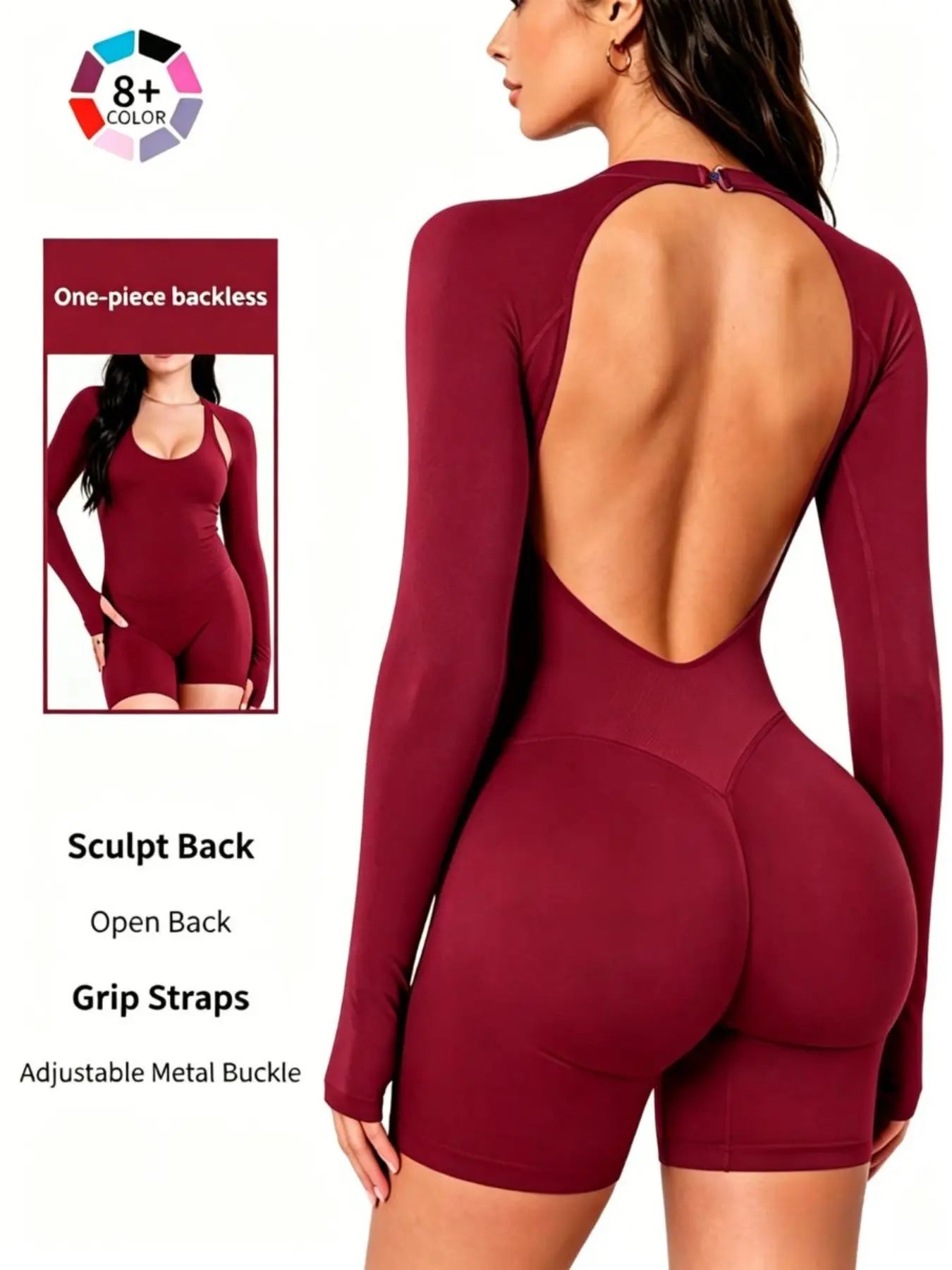 Adjustable Backless Gym Bodysuit, Comfortable Activewear, Ideal for Fitness Enthusiasts, Versatile Design for Various Exercises