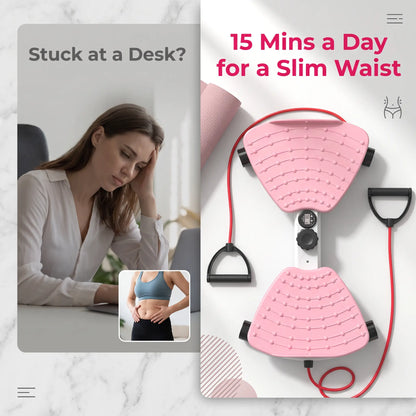 2-In-1 Unisex Twist Board with Adjustable Band - Functional Workout Equipment, Compact At-Home Gym Gear, Non-Slip Intensity-Adjustable Waist Leg Arm Trainer for Indoor Family Exercise