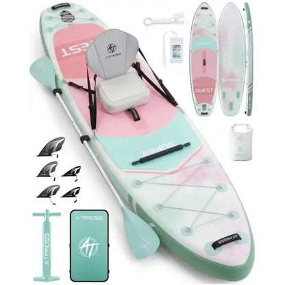 [Dealsforyoudays] 12'X36" Blow up Stand up Paddle Board, Wide Stable PVC Outdoor Sport SUP for Beginners, 500 Lbs Capacity with Kayak Seat, Safety Leash, Waterproof Phone Bag, Repair Kit, Camping Compatibility, Blow up Paddle Board, Stability Paddleboard,