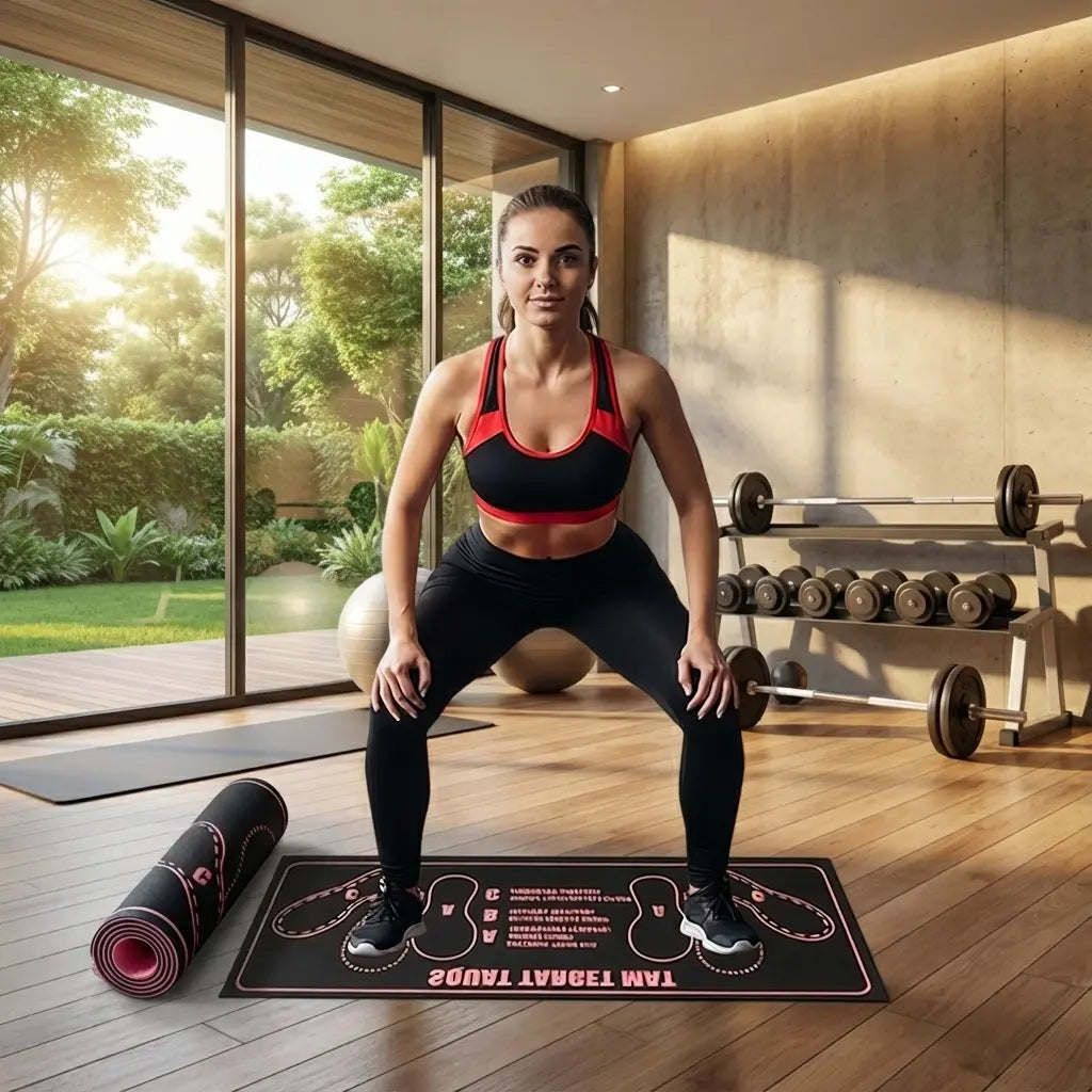 Squat Pad, 2-Tone Non-Slip Rubber Fitness Mat with Targeted Training Zones for Enhanced Stability - for Home or Gym Use, Rubber Mats for Gym, Fitness Equipment, Strength Training Equipment