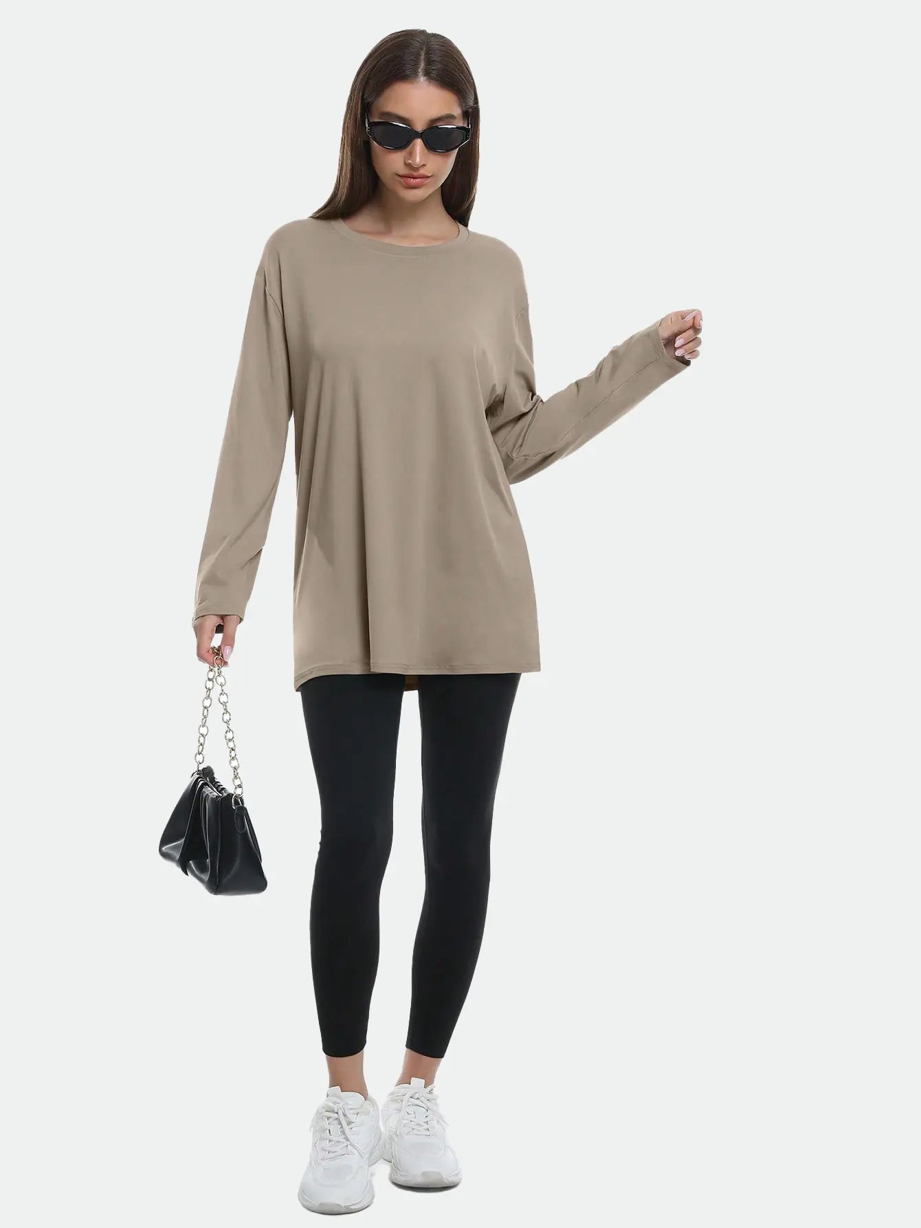 4 Packs Workout Oversized T Shirts for Women Long Sleeve plus Size Baggy Athletic Gym Shirts Tops Tees Machine Washable