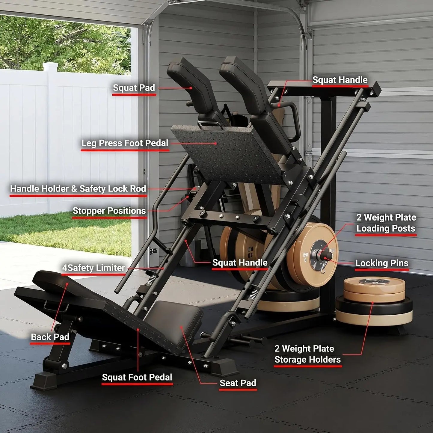 Leg Extension and Curl Machine, Adjustable Plate Loaded Leg Exercise Machine with 12-Position Angle Adjustment, Seated & Lying Leg Curl Machine for Home Gym, 700LBS Weight Capacity(3 Boxes)