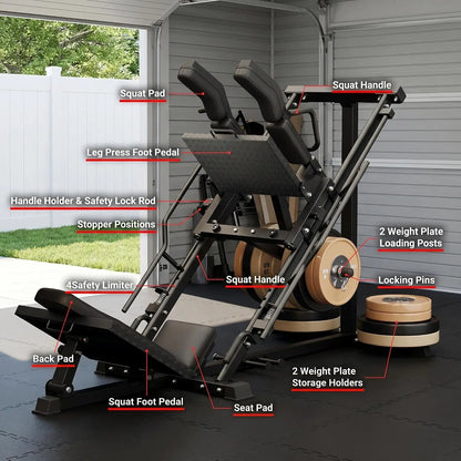 Leg Extension and Curl Machine, Adjustable Plate Loaded Leg Exercise Machine with 12-Position Angle Adjustment, Seated & Lying Leg Curl Machine for Home Gym, 700LBS Weight Capacity(3 Boxes)