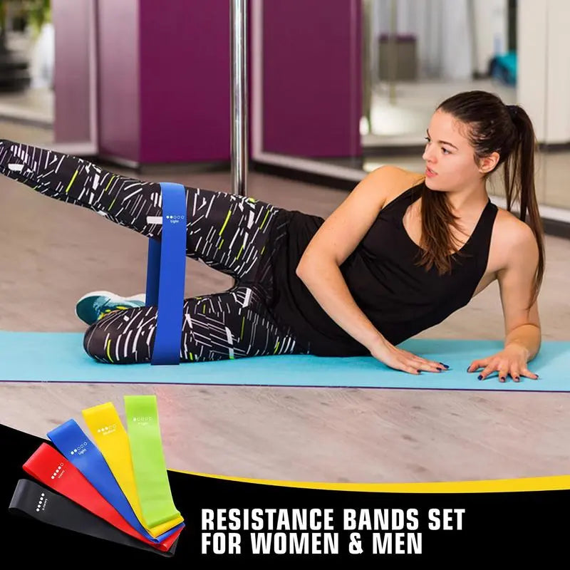 5 Counts/Set Mini Loop Resistance Band Set with Storage Bag, Portable Exercise Band, Home Gym Exercise Stretching Training Equipment, Gymtok, Gym Accessories, Home Gym Kit-By