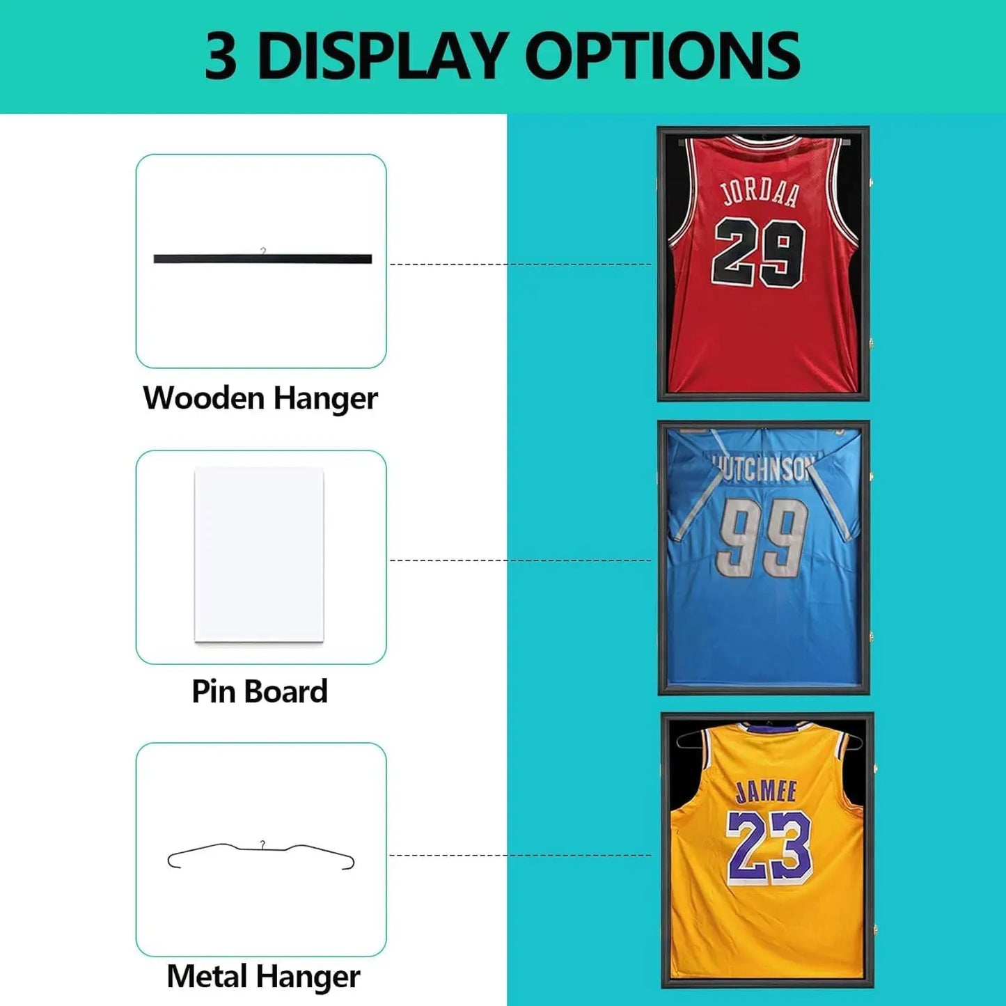 Jersey Frame Display Case Lockable UV Protection Shadow Box for Football Basketball Baseball Soccer Hockey Sports Shirt-Memorabilia Autograph Uniform Wall Mountable Black Wood(Goldlock)