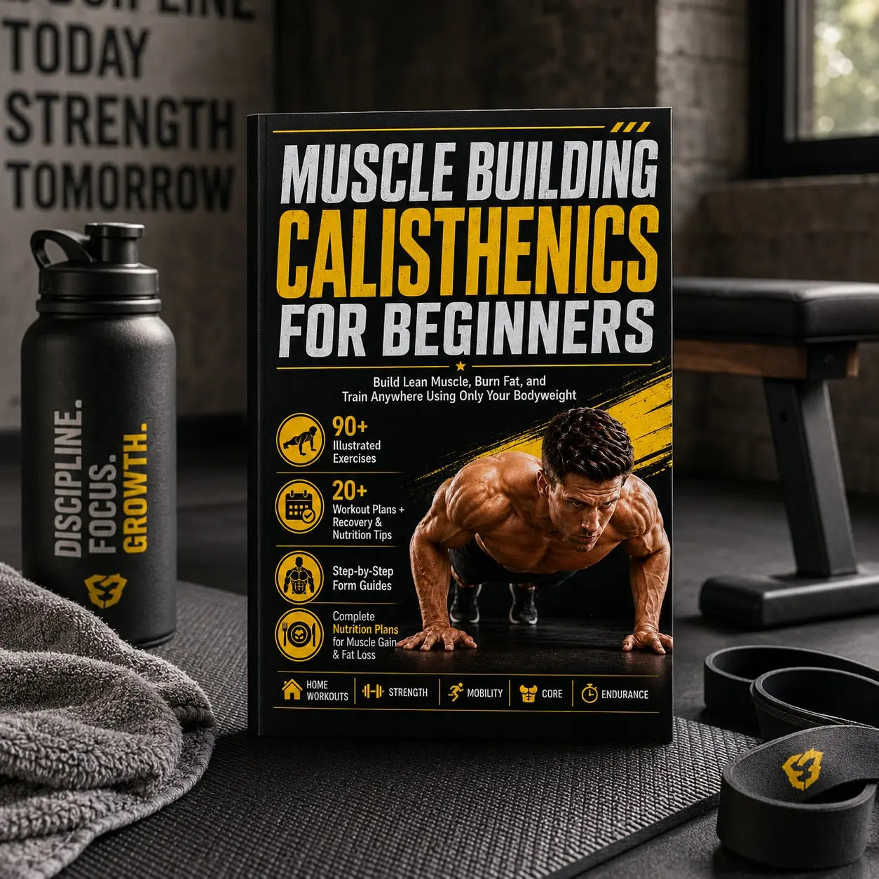 Muscle Building Calisthenics Guide for Beginners, 90+ Illustrated Exercises, 20+ Training Plans, Home Outdoor Workout Manual Book