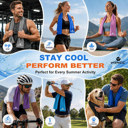 4 Pack Cooling Towels (47"X12"), Ice Cool Towels for Neck & Face | Soft Breathable Microfiber, Instant Cooling Neck Wraps, Ideal for Yoga, Golf, Gym, Running, Camping & Hot Weather