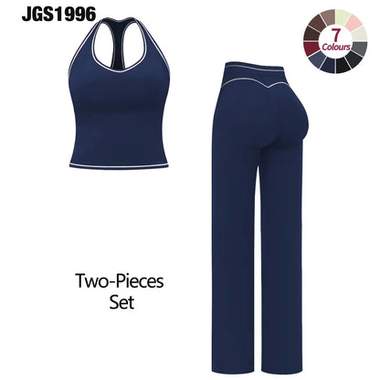 JGS1996 Women'S 2-Piece Activewear Clothing Sets – Contrast Trim Crop Sports Bra & High Waist Skinny Gym Shorts, High Stretch Breathable Quick Dry Tracksuit with Spaghetti Strap Backless Design for Yoga Workout Summer All Seasons