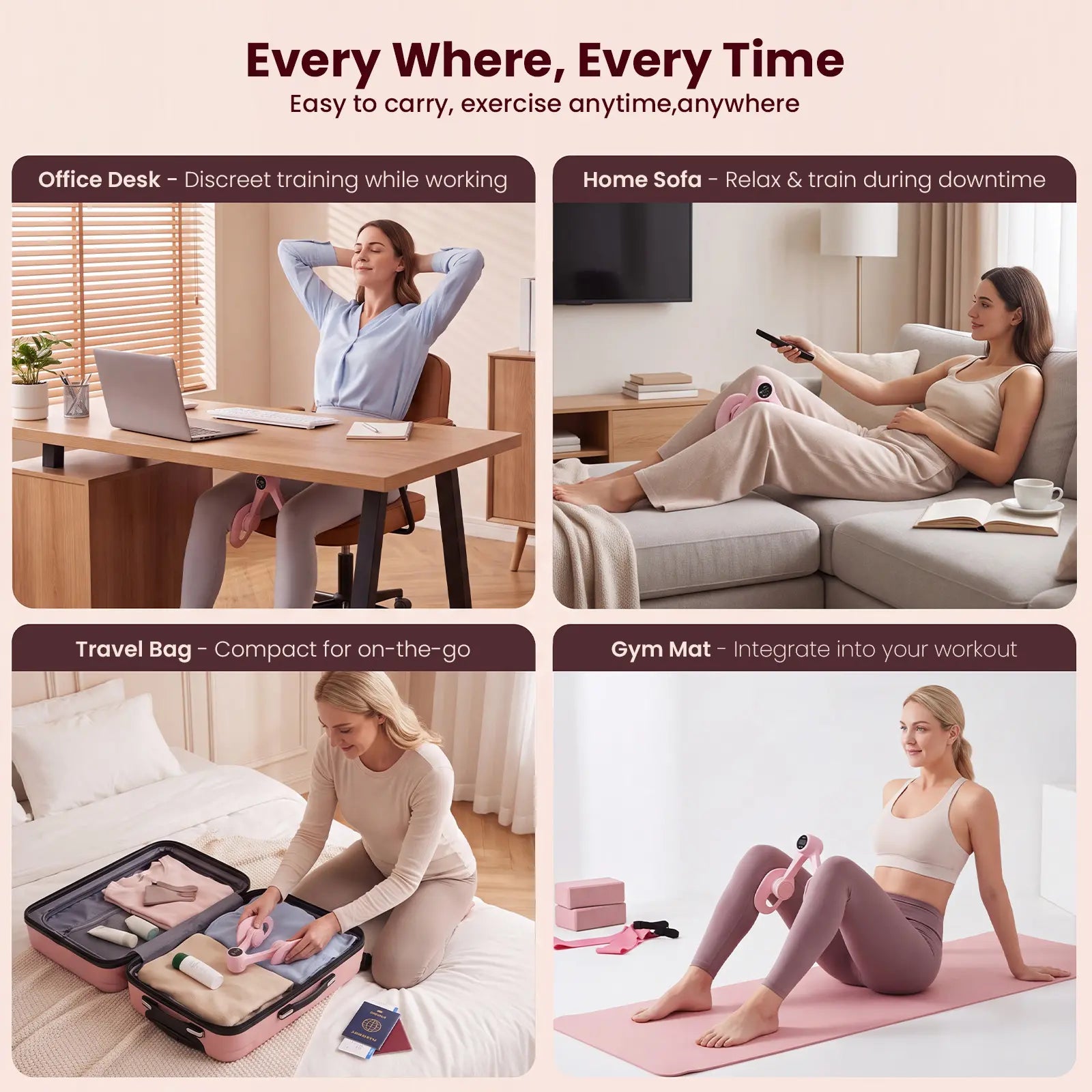 Zenrous Multi-Functional Thigh & Arm Exerciser Set - Compact Home Gym Pelvic Floor & Limb Muscle Trainer for Women & Men, Resistance Workout Equipment