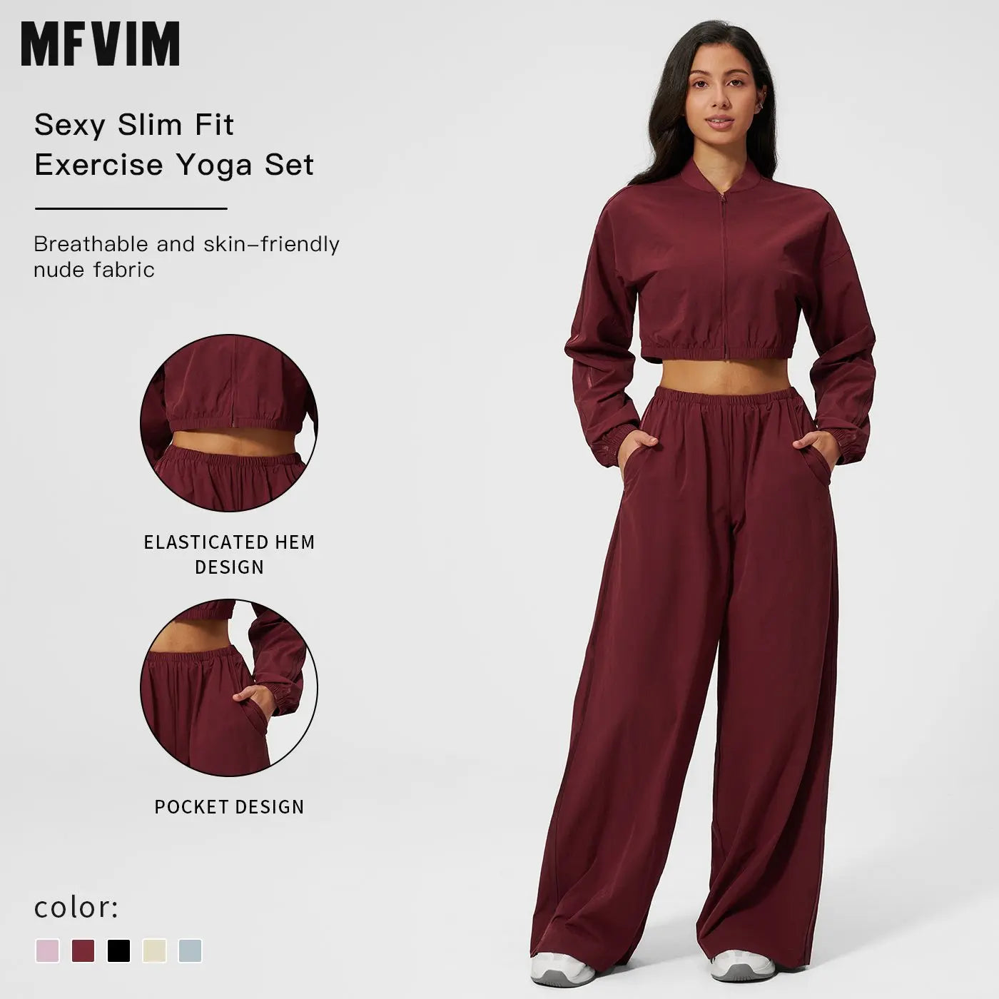 MFVIM Women’S 2 Piece Summer Yoga Workout Set - Sun-Protective Cropped Top, Quick-Dry Long Pants for Outdoor Gym Fitness, 2 Piece Sets, Workout Sets Women