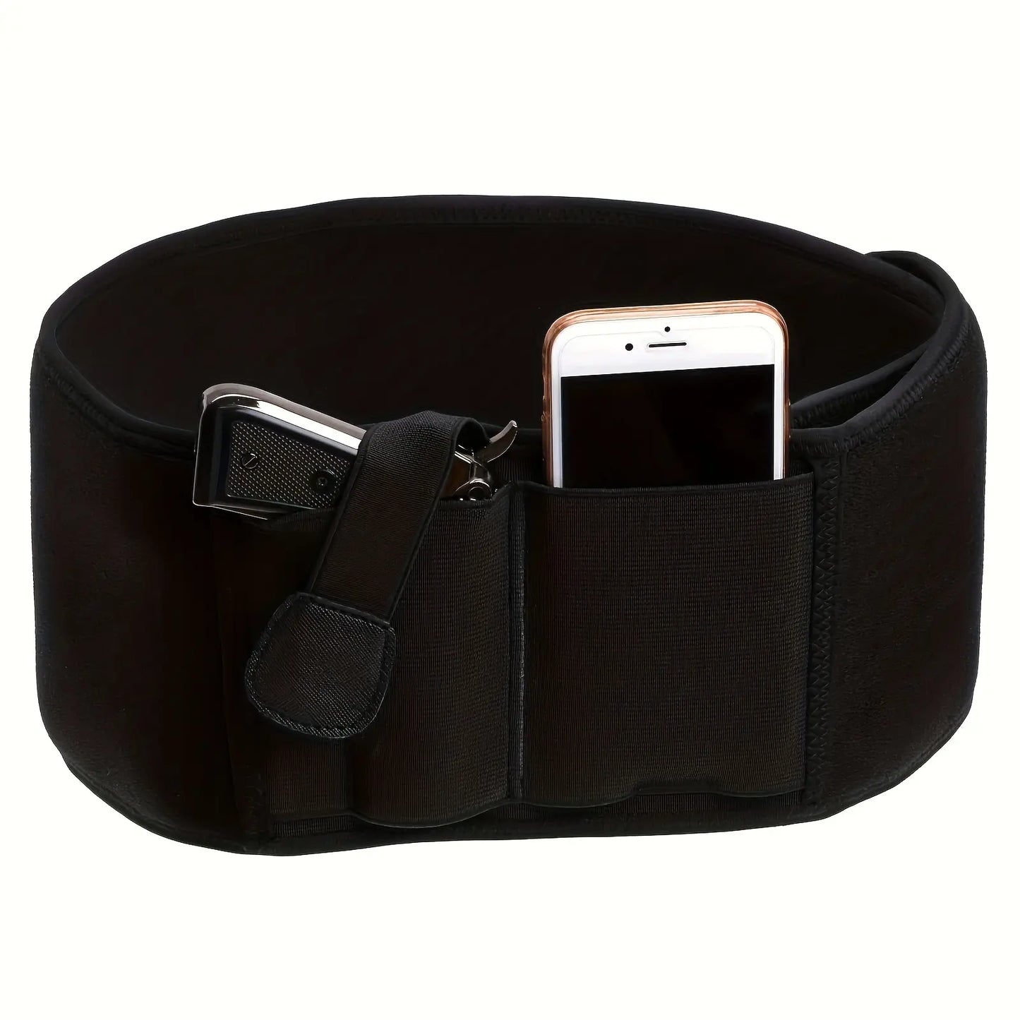 Tactical Covert Carrying Leather Bellyband Holster - Elastic, Breathable, Comfortable Tactical Equipment for Men, Right-Handed, Black Concealed Carry Accessory for Sports & Outdoor Use