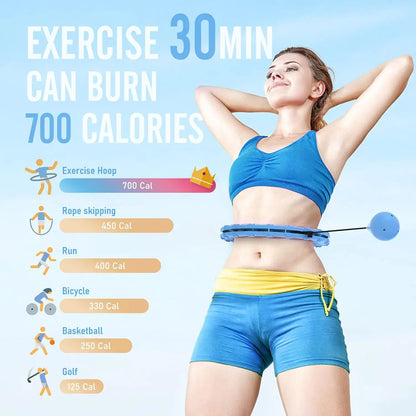 2026 Detachable Smart Hula Hoop - Blue, with 24 Solid Segments Weighted Hula Circle Hoops for Adults , Infinity Fitness Hoop plus Size 47 Inch, 24 Detachable Links, Exercise Hoop Suitable for Women and Beginners Thigh Master