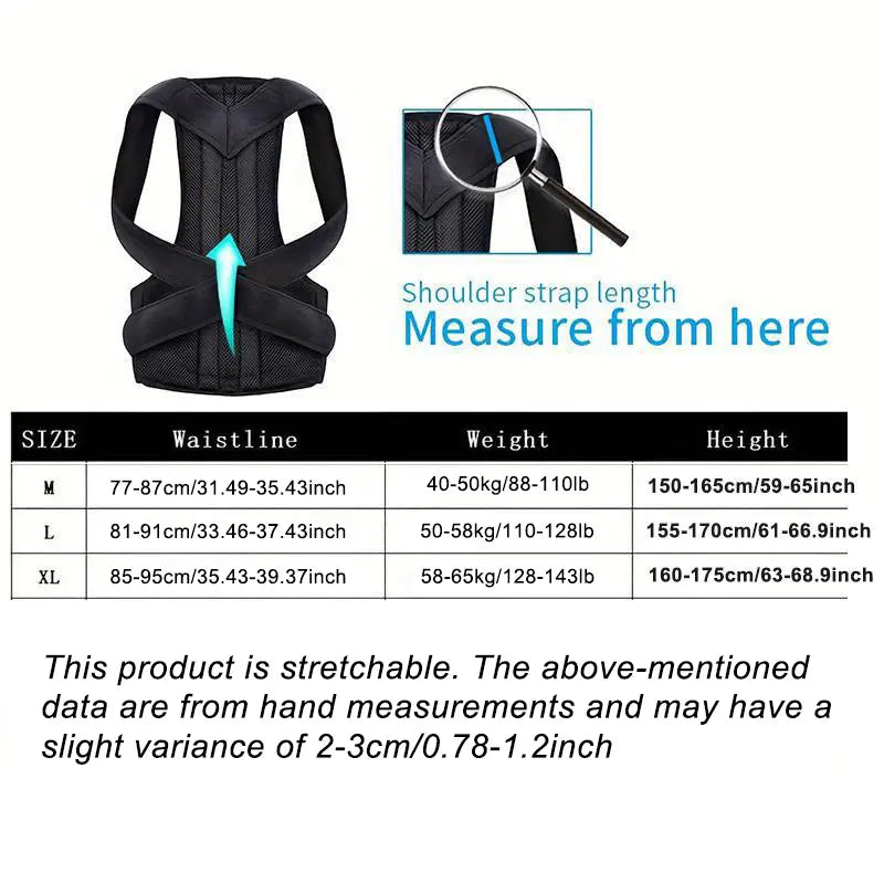 Adjustable Breathable Waist Brace - Lower Back Support & Posture Corrector Belt, Posture Strap, Back Correction Band for Gym, Sports, Office Sitting