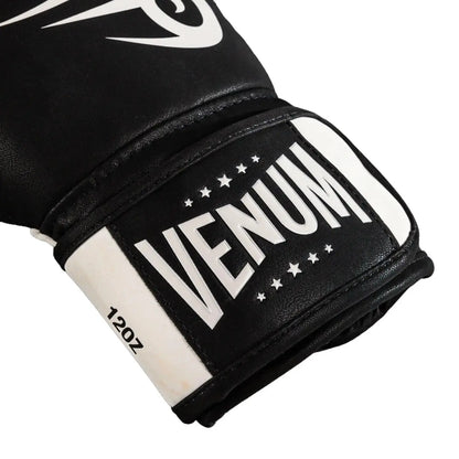 Venum Mike Tyson Replica Boxing Gloves - Deep Black/Optical White, Boxing Equipment with Mesh Panels & Triple Foam for All Season Training/Fights, Combat Sports Gloves, Durable Sports Gloves