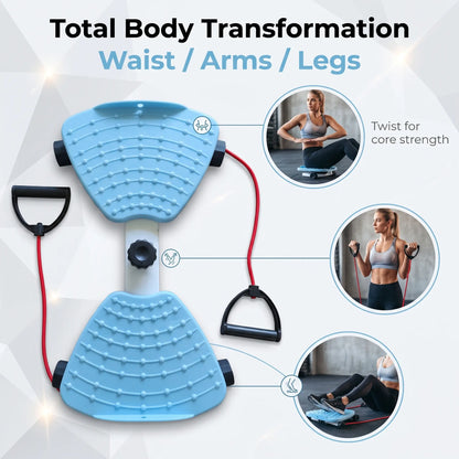 2-In-1 Unisex Twist Board with Adjustable Band - Functional Workout Equipment, Compact At-Home Gym Gear, Non-Slip Intensity-Adjustable Waist Leg Arm Trainer for Indoor Family Exercise