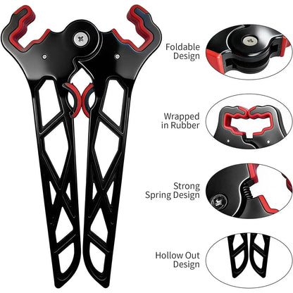 Premium Archery Bow Stand Bundle with Archery Rests, Drawstring-Secure Mesh Storage Bag, Lockable Hook, Overmold Grip Arrow Puller, Portable Folding Universal Kit for Hunting/Practice
