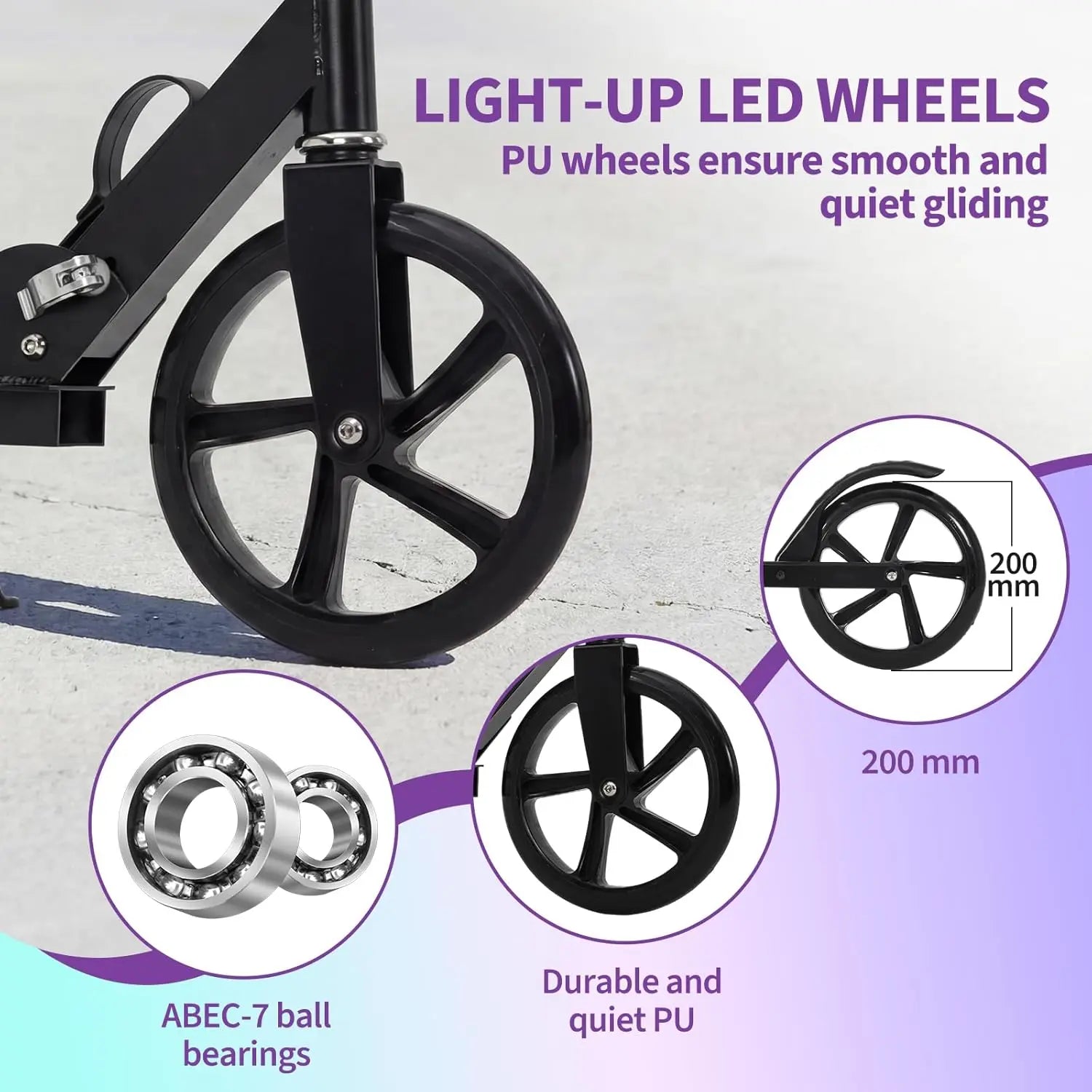 Lightweight Aluminum Folding Kick Scooter for Adults & Kids, Compact Commuter with 8-Inch Big Wheels and Wide Deck, Supports 220 Lbs, Foldable, Adjustable, Foldable Scooter, Kickscooter, Unisex, Ride on Scooter, One-Second Fold
