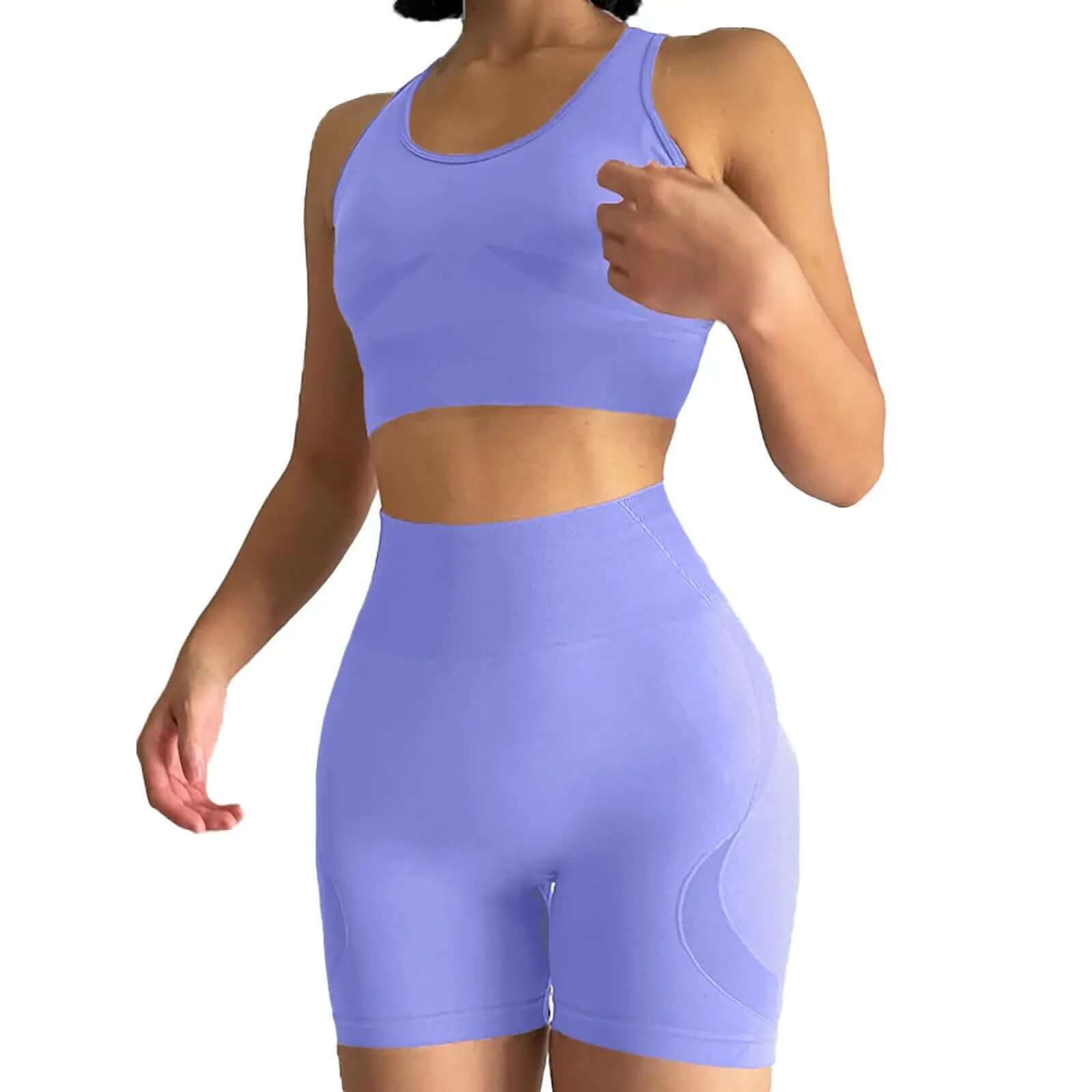 Women'S 2-Piece Seamless Pullover Yoga Set - Female Quick-Dry Sports Bra & Yoga Shorts, Sporty Clothing Set for Gym Running, Sporty Sports Clothing Sets